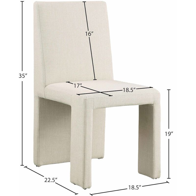 Meridian Furniture Benson Beige Linen Textured Fabric Dining Chair, Set of 2