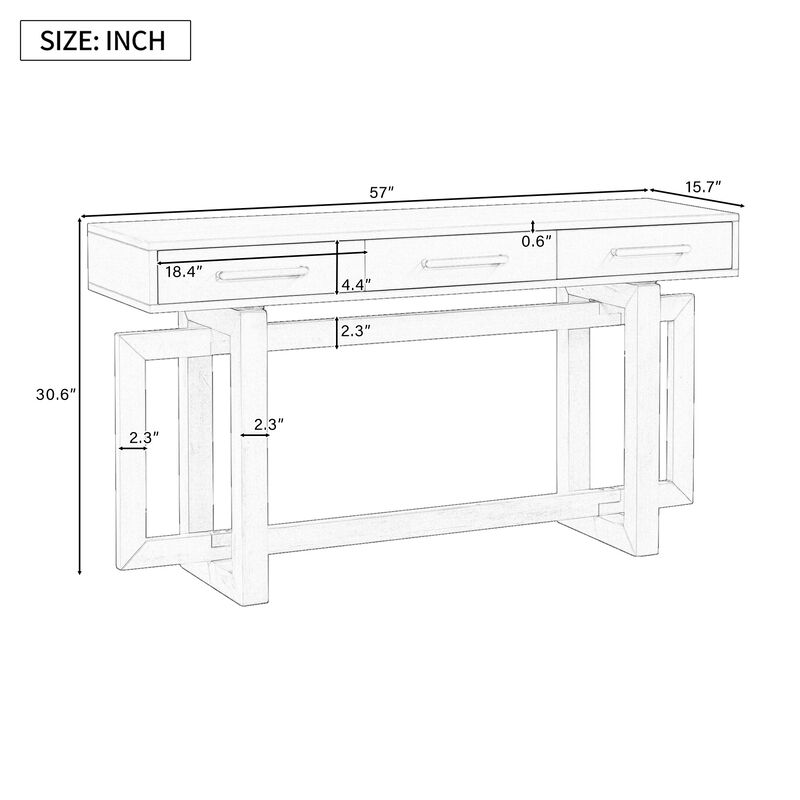 Elegant Console Table with Three Drawers, Extra Long Entryway Table for Entryway, Hallway, Living Room, Foyer, Corridor image number 2