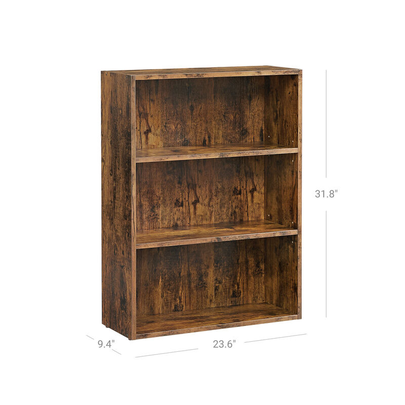 Open Bookcase with Adjustable Storage Shelves, Floor Standing Unit- Rustic Brown