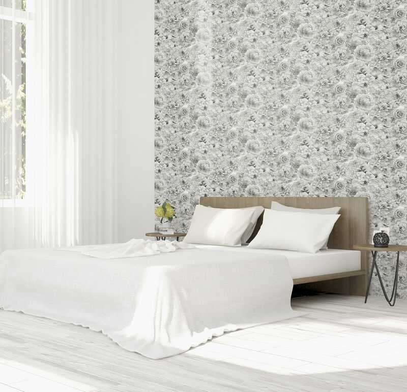 Clarissa Grey Glitter Bloom Wallpaper image number 2