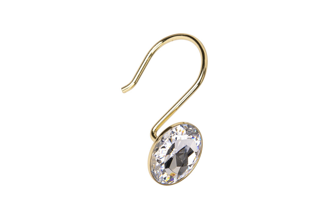 Utopia Alley Rust-Resistant Metal Shower Curtain Hooks with Large Crystal, Set of 12