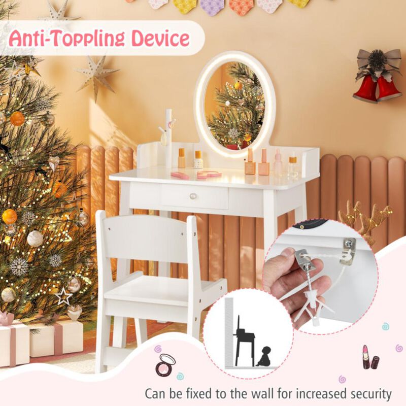 Hivvago Kids Vanity Set with Lighted Mirror
