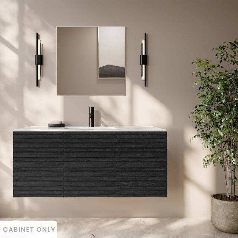 Cascade 48" Wall-Mounted Bathroom Vanity Cabinet without Top in Black Oak image number 1