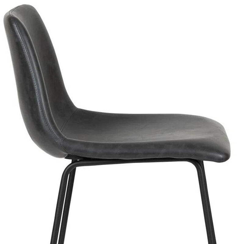 HomeRoots Set of Two 29" Black Faux Leather and Aluminum Bar Height Bar Chairs image number 2