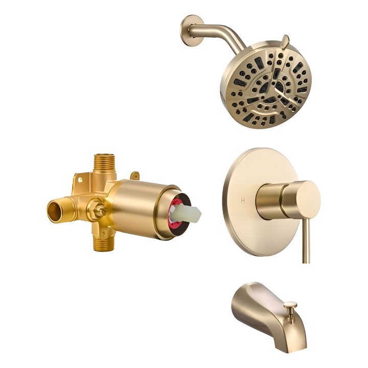 Complete Tub Shower Set with Rainfall Head, Handheld Spray and Tub Spout