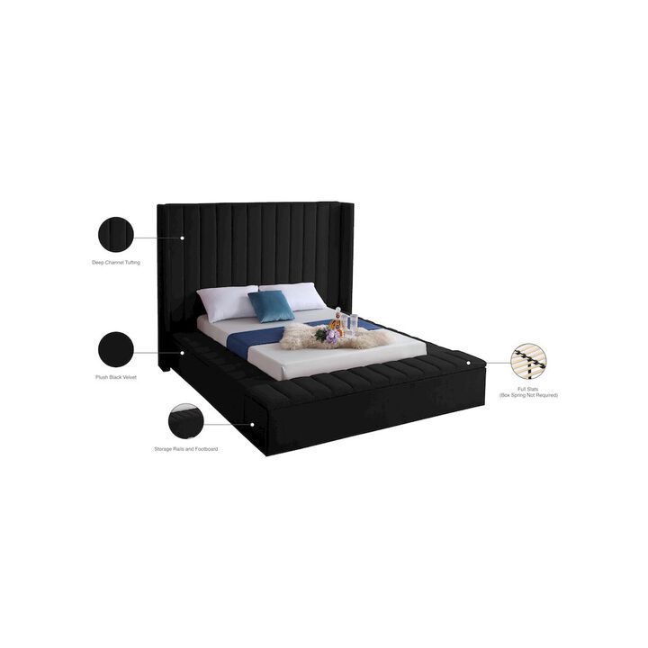Meridian Furniture Kiki Black Velvet King Bed