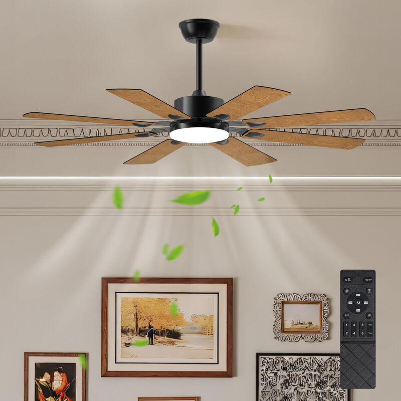 52" Black Ceiling Fan with Lights & Remote &ndash; 8 Plywood Blades, 6-Speed Reversible DC Motor image number 6