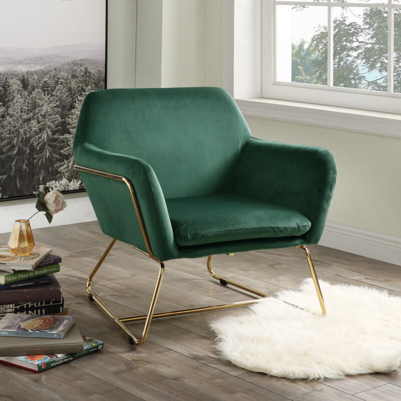 Streamdale Keira Velvet Accent Chair With Metal Base