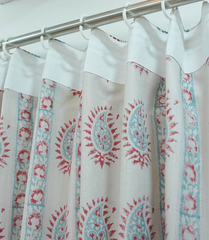 Fabdivine Handmade Block Print 42x144 Inch Curtain Soft Linen Floral Design for Fall Home Decoration, Lakshita image number 7