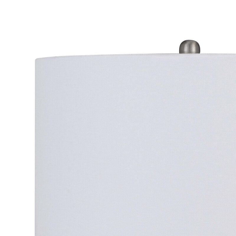 34 Inch Table Lamp Set of 2, White Shade, Glass Vase Shape and Metal Base - Benzara