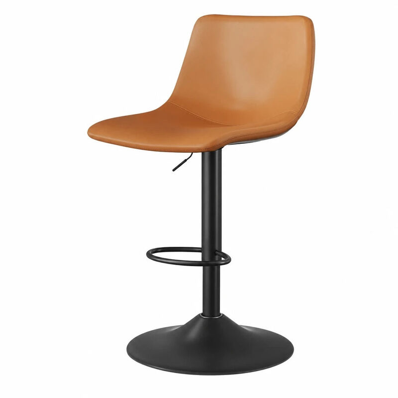 Leather Adjustable Swivel Bar Stools Set of 2, Commercial-Grade Counter Height Stools with Back, 360&deg; Swivel Kitchen Island Chairs for Home, Cafe image number 0