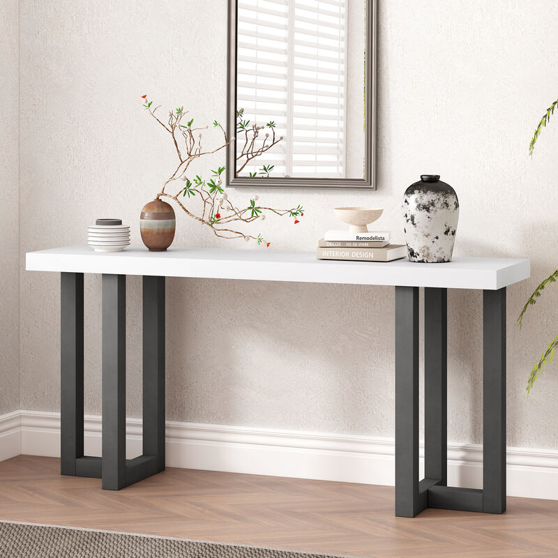 Merax U_STYLE Geometric Design Console Table with Solid Pine Legs