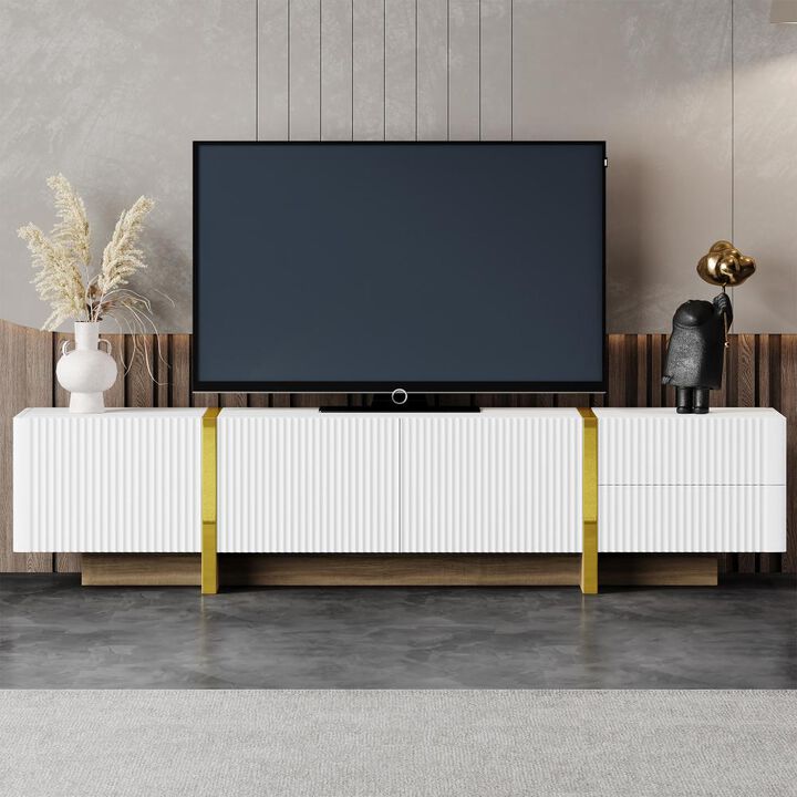 Luxury Fluted TV Stand – Elegant and Modern Entertainment Center with Stylish Storage