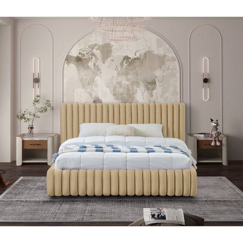 Meridian Furniture Nico Camel Velvet King Bed