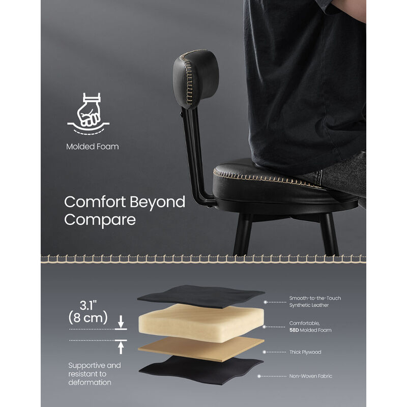 Comfortable Bar Stools Set of 2 for Dining Room or Counter Seating