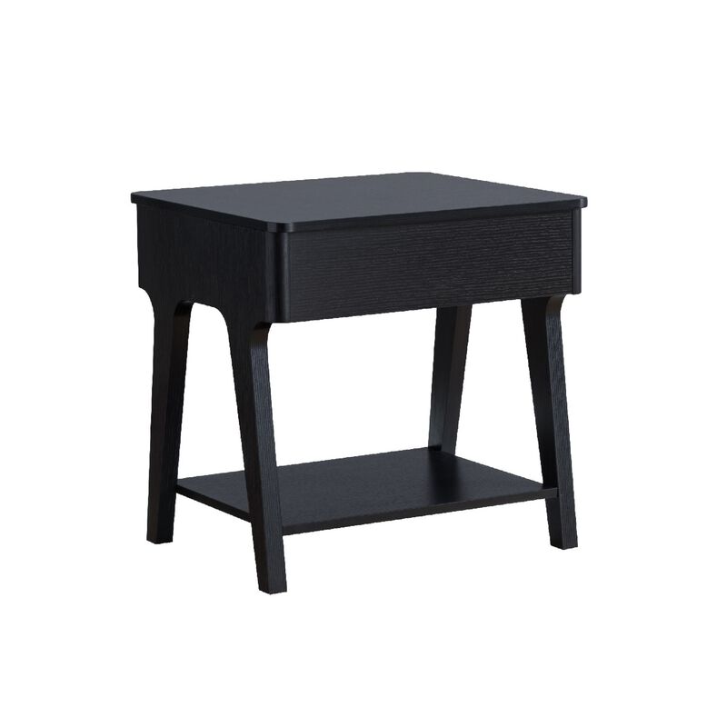 22 Inch Edward End Table with Lift Top and Bottom Shelf, Black