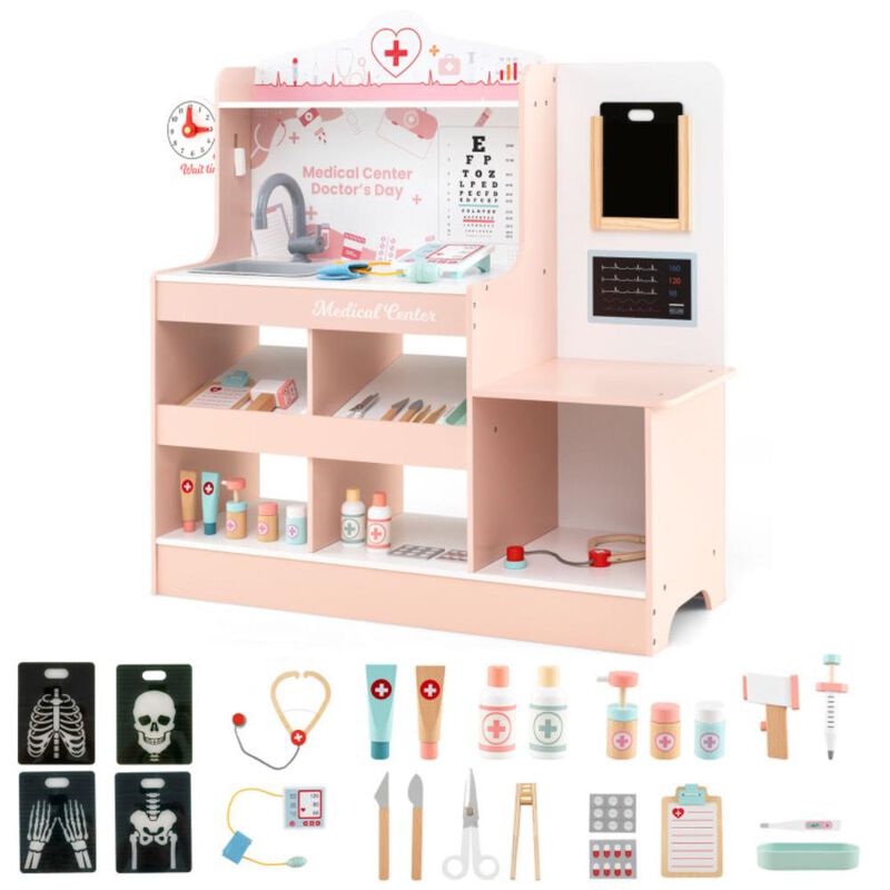 Hivvago Wooden Doctor Playset with Stethoscope for Toddlers over 3 Years Old