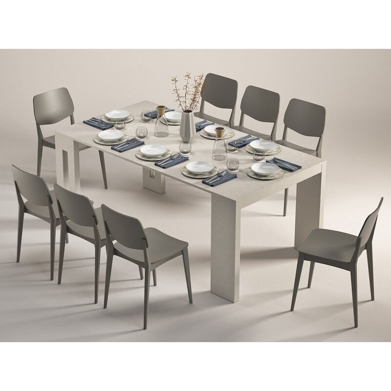 Casabianca Home Erika Extendable Console Table In Beige Textured Melamine