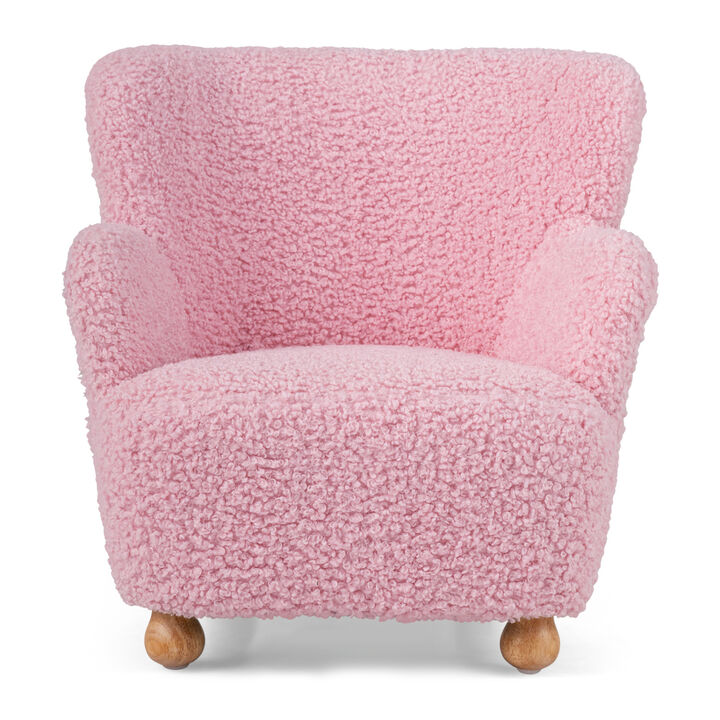Toddler Sherpa Sofa Chair with Sturdy Rubber Wood Legs