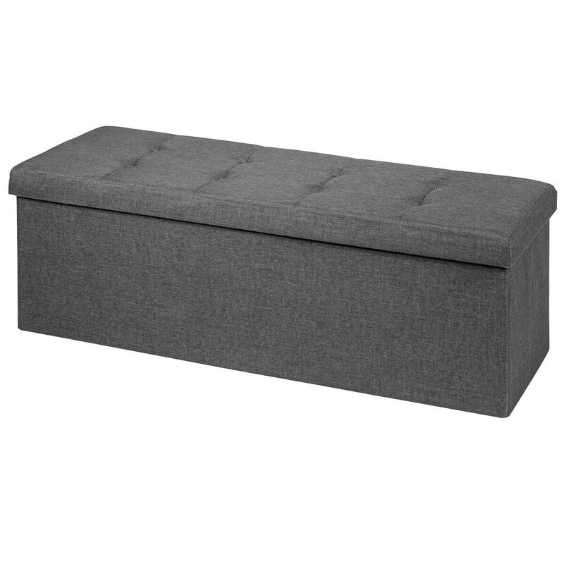 Fabric Folding Storage Bench with Divider for Bed End or Entryway