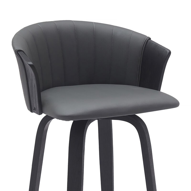 HomeRoots Faux Leather Cafe-Style Counter Stool with Armrests and Wood Base image number 5