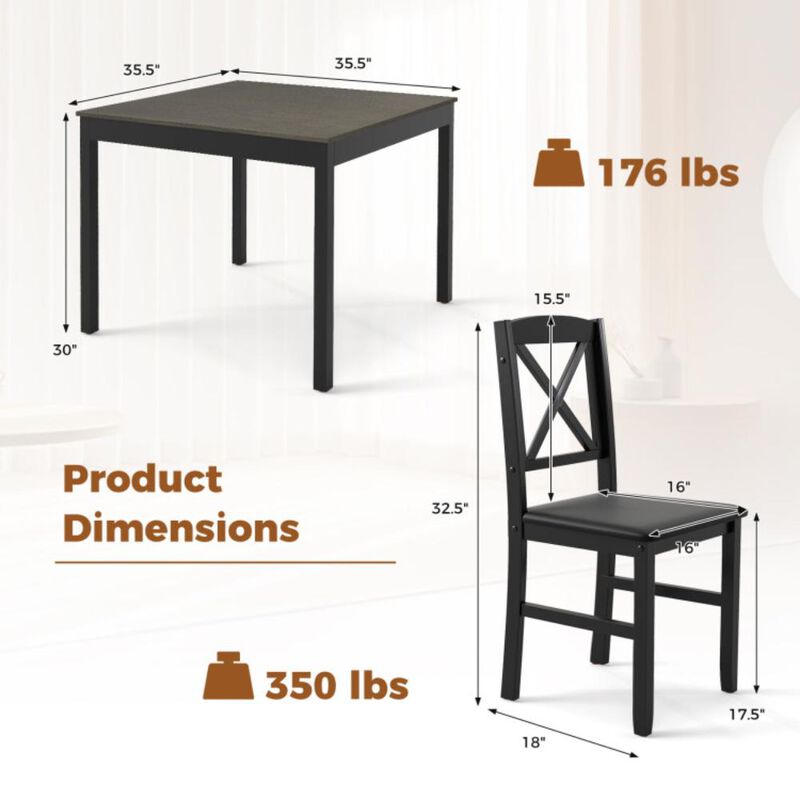 Hivvago 3-Piece Dining Table Set Wooden Square Kitchen Table for 2 People