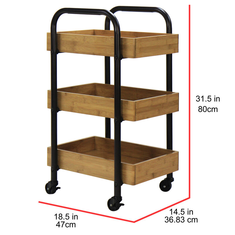 Oceanstar Portable Storage Cart with 3 Easy Removable Bamboo Trays