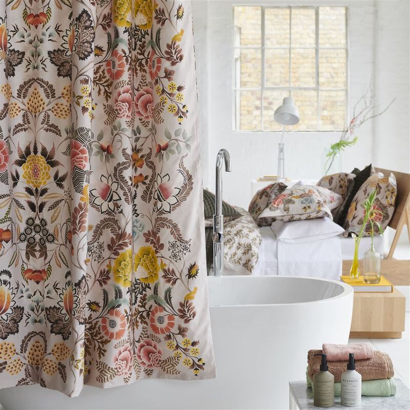 Brocart Decoratif Sepia Cotton Shower Curtain, 72'' x 72''