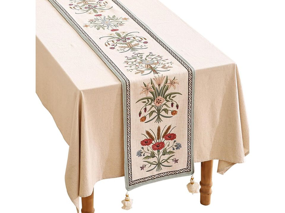 Farmhouse Colorful Wildflower Pattern Table Runners for Dining Tables