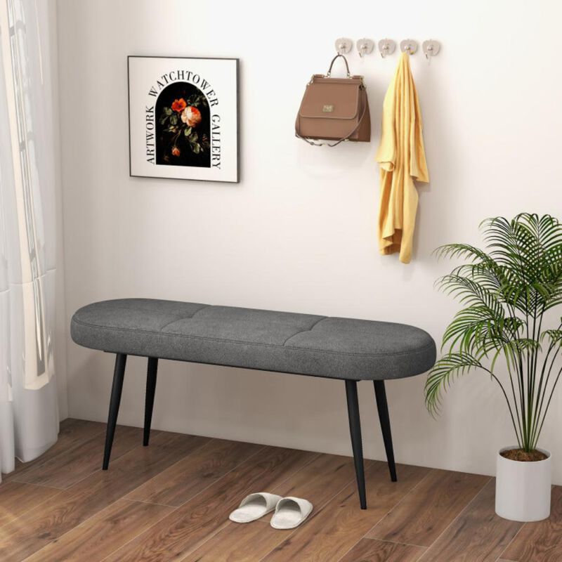 Hivvago 47 Inch Upholstered Entryway Bench with Heavy-duty Metal Frame