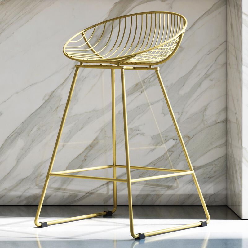 CosmoLiving by Cosmopolitan Ellis Wire Counter Height Bar Stool, Brass image number 4