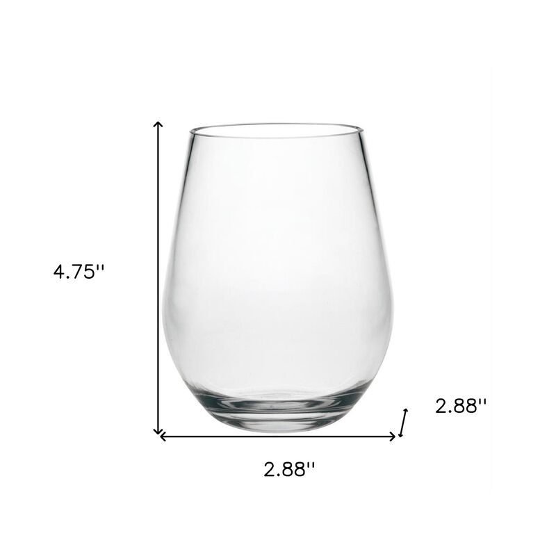 HomeRoots Set of Four Clear Tritan Plastic Stemless All Purpose Wine Glasses image number 3