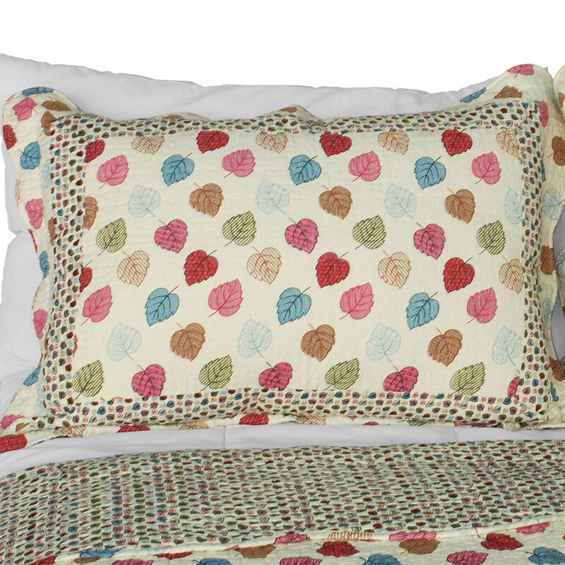 3-Piece Cotton Quilted Dots Printed Quilt Set with Matching Pillow Shams for Stylish Bedroom Decor image number 2