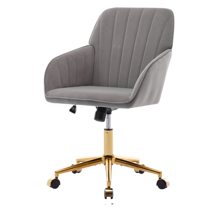 GOODSILO Adjustable Ergonomic Swivel Chair with Memory Foam Cushion and Golden Base