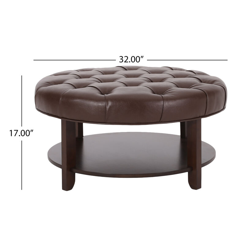 Merax PU Leather Round Ottoman for Living Room