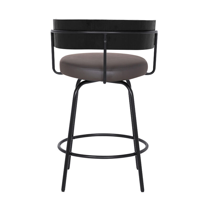 Avalon  Gray Faux Leather Swivel Barstool in Black Powder Coated Finish image number 3