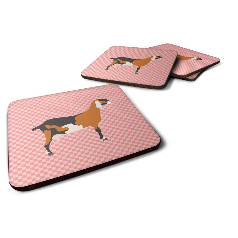 Caroline's Treasures Anglo Nubian Goat Pink Check Decorative coasters, 3.5, Multicolor