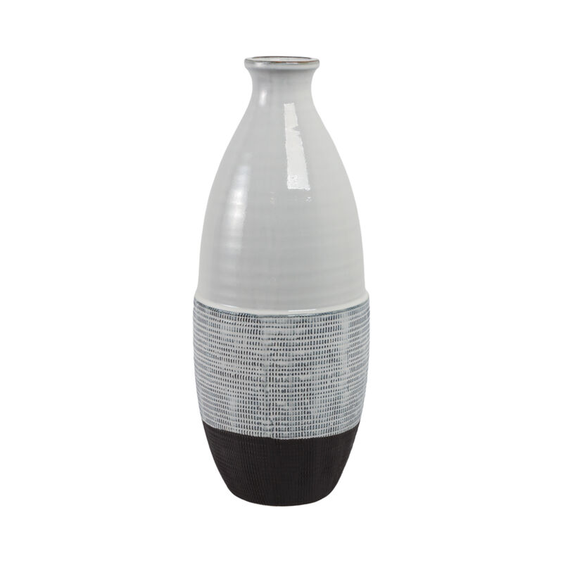 22x9" Textured Bottom Vase, Grey image number 3