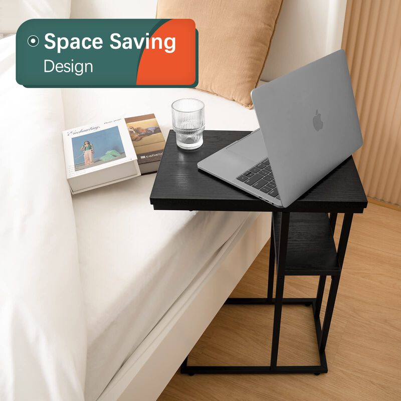 Yoobure C Table End Table Set of 2, Side Tables Living Room, C Shaped Side Table, Couch Tables That Slide Under Couch Table with