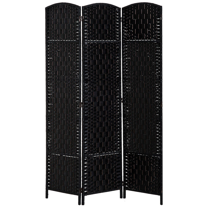 Hivvago 6FT Tall Folding Room Divider with Wicker Partition