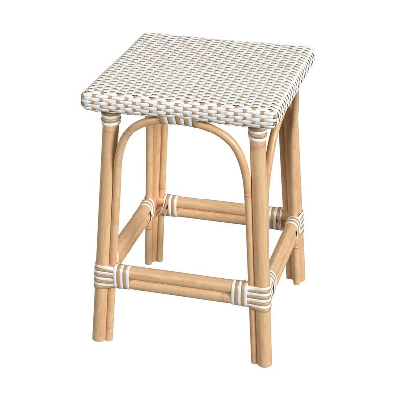 Butler Specialty Riviera Rattan Square 24H Counter Stool, Tan