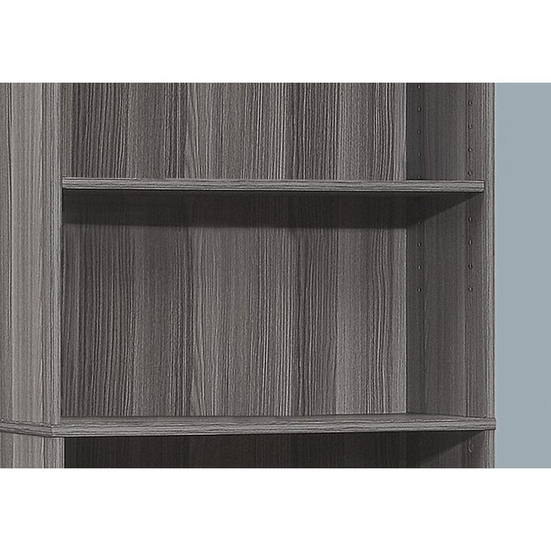 ="Bookshelf, Bookcase, 6 Tier, 72""H, Office, Bedroom, Grey Laminate, Transitio