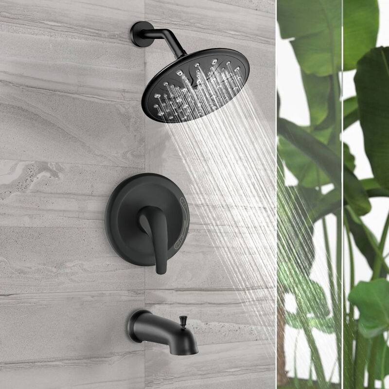 Single Handle Rain Showerhead With Handheld Shower Combo Set With Tub Spout (Valve Included)