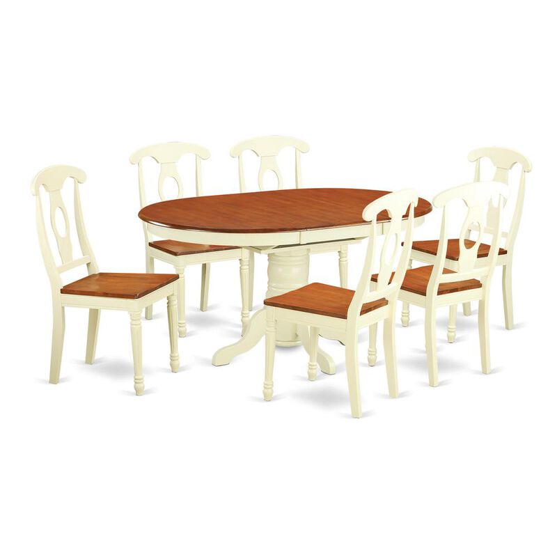 East West Furniture 7 Piece Modern Dining Table Set Consist of an Oval Wooden Table with Butterfly Leaf and 6 Kitchen Dining Chairs