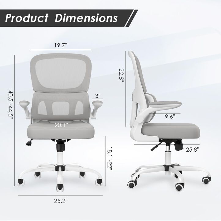 Petrimins Layered-Back Office Chair with Lumbar Support, Adjustable Height, Back Pain Friendly Task Chair with Flip-Up Armrests for Home, Office