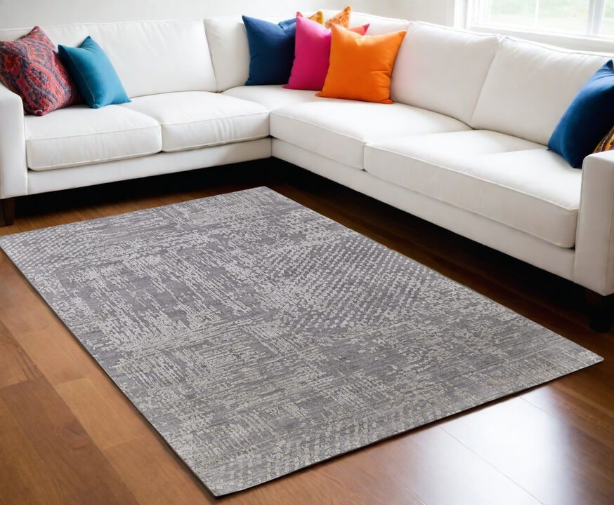 HomeRoots Abstract Hand Woven Worn Faded Area Rug
