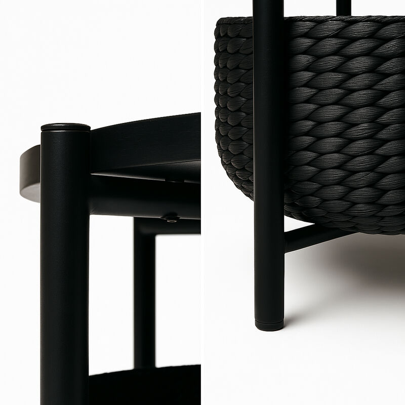 Carly 24.21" Modern Coastal Round Acacia Wood/Water Hyacinth Coffee Table with Storage Basket