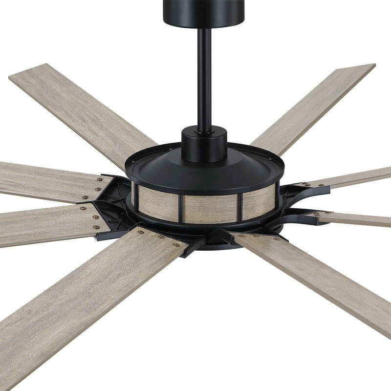 84" Black Farmhouse Windmill 8 Blade Reversible DC Dimmable Extra Large Ceiling Fan with LED Light and Remote image number 8