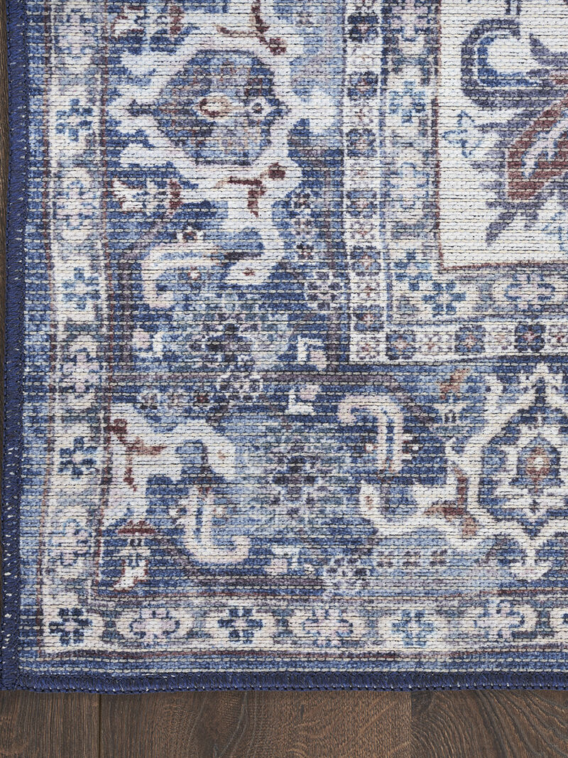 Machine Washable Series 1 SR104 Navy/Ivory 2' x 6' Rug