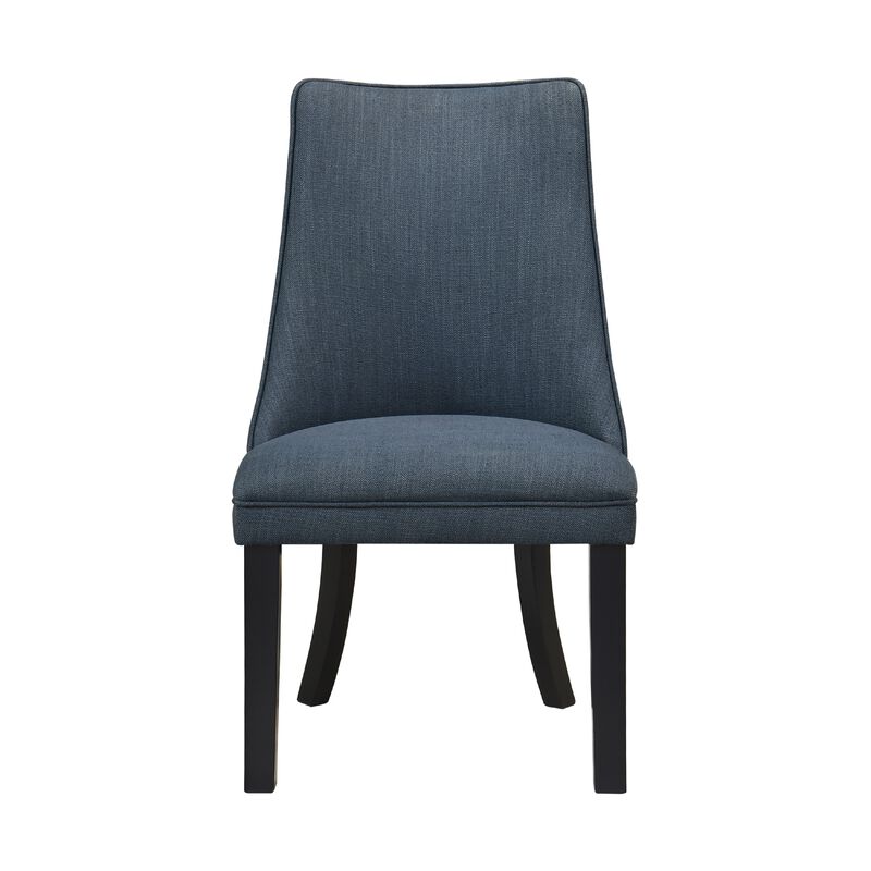 Keya Dining Side Chair Set of 2, Wingback, Blue Gray Polyester, Brown Wood image number 2